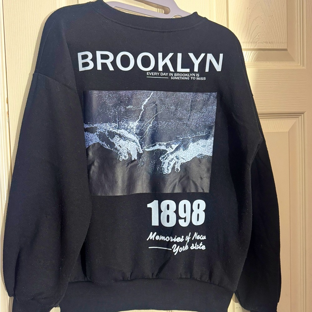 Brooklyn Black Sweatshirt- Size S (Fit M-L)